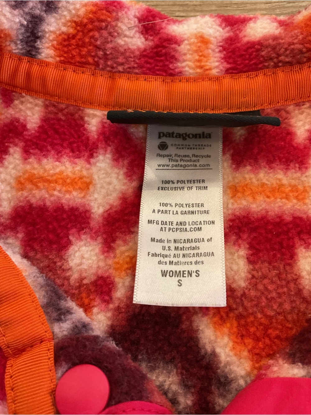 Patagonia Synchilla Snap-T Fleece Pullover Aztec Print Pink Orange - Picture 5 of 8